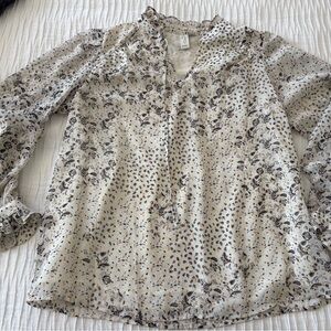 Joie Cream and Black Floral Blouse